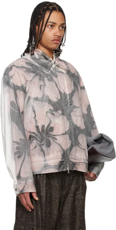 Dries Van Noten Gray & White Printed Jacket In 975 Dessin A