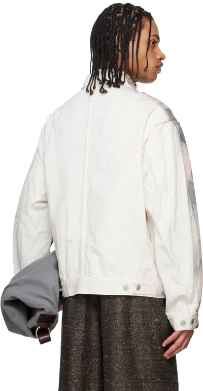 Dries Van Noten Gray & White Printed Jacket In 975 Dessin A