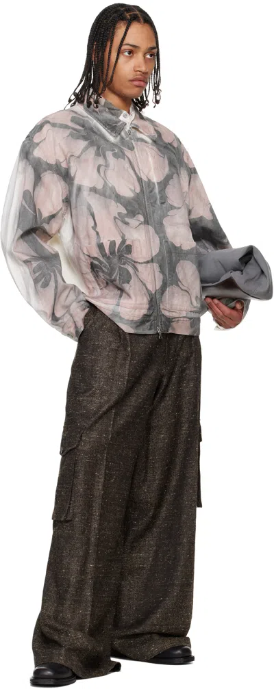 Dries Van Noten Gray & White Printed Jacket In 975 Dessin A