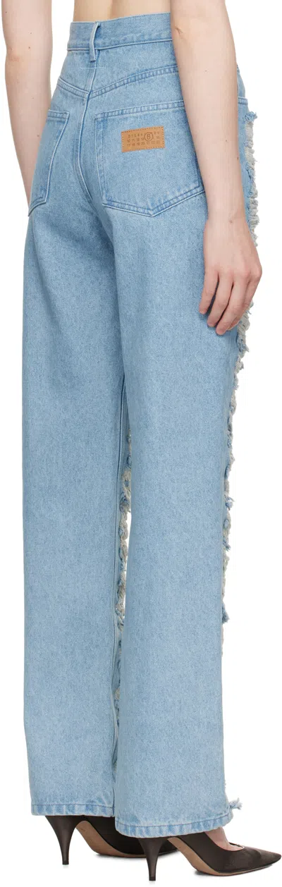 Mm6 Maison Margiela Mm6 By Maison Margiela "destroyed" Straight Jeans In Blue