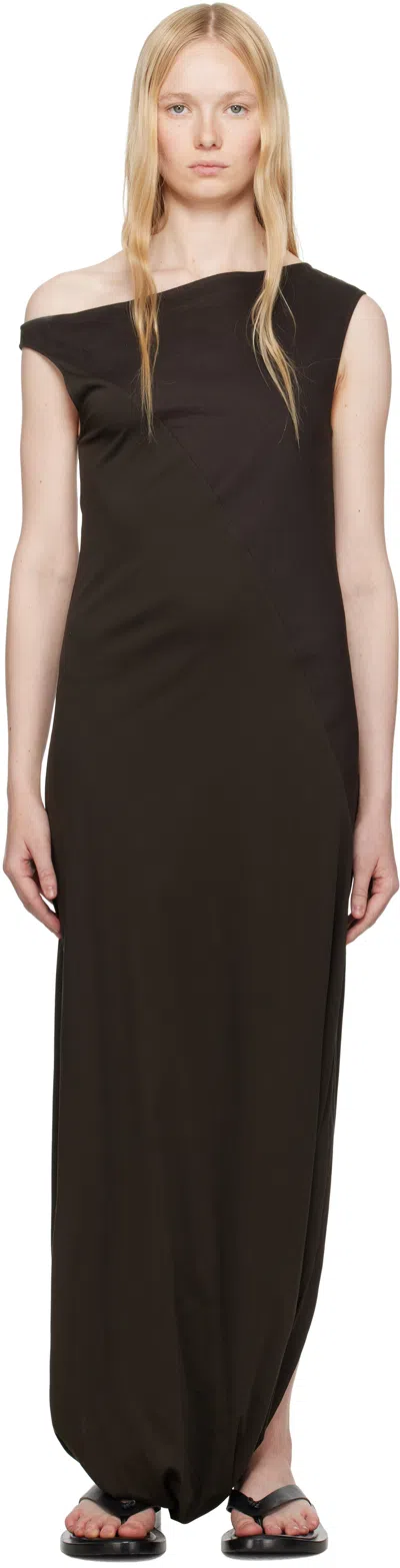 Ruohan Brown Twist Maxi Dress In Brown