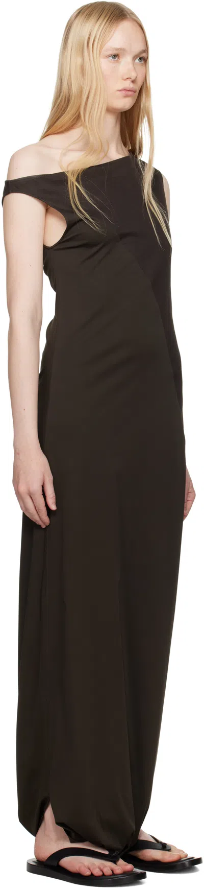 Ruohan Brown Twist Maxi Dress In Brown