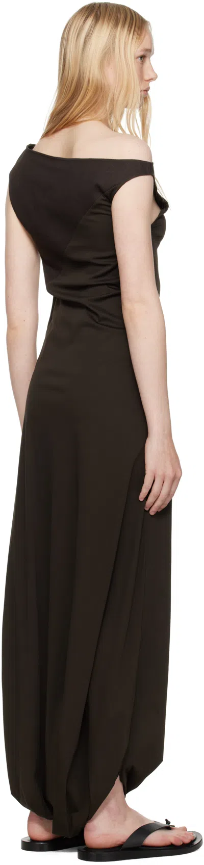 Ruohan Brown Twist Maxi Dress In Brown