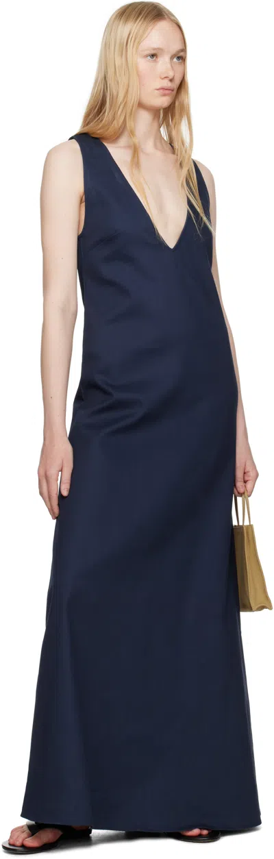 Ruohan Navy Kee Denim Maxi Dress In Navy
