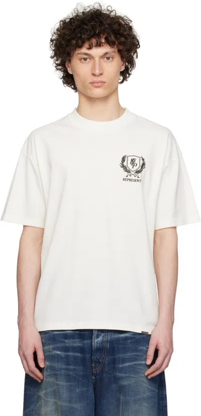 Represent White T-shirt With Logo Crest In Multicolor