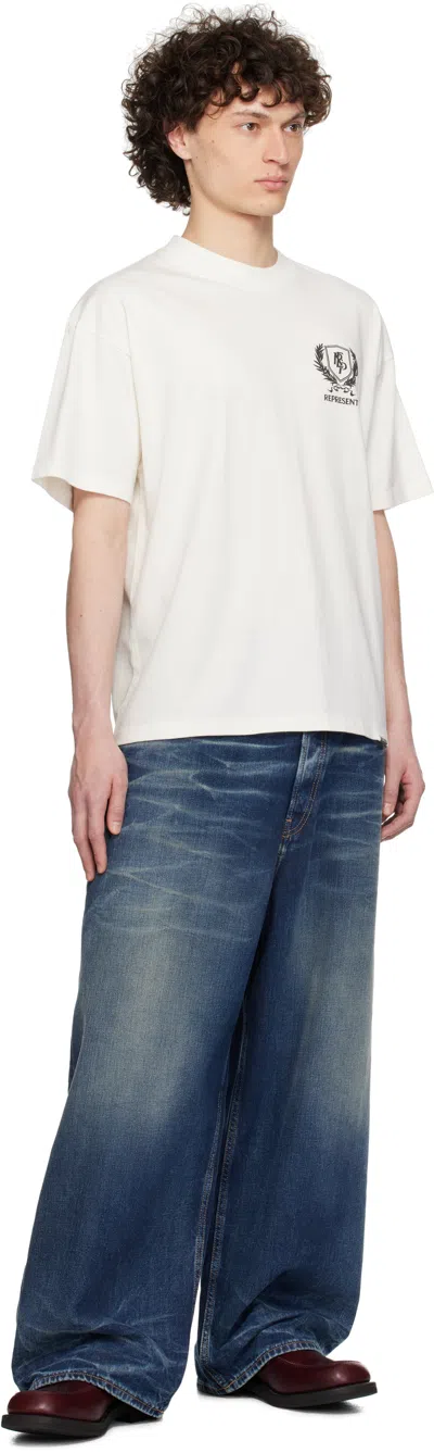 Represent White T-shirt With Logo Crest In Multicolor