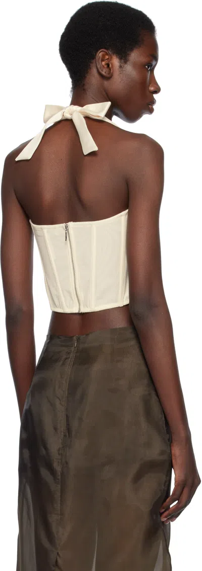 Fleur Du Mal Satin Halter Corset Top In White