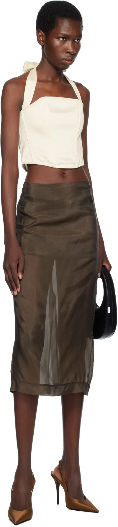 Fleur Du Mal Satin Halter Corset Top In White