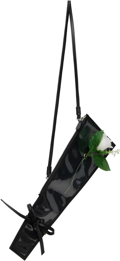 D'heygere Black Rose Sleeve Clutch In Black/clear
