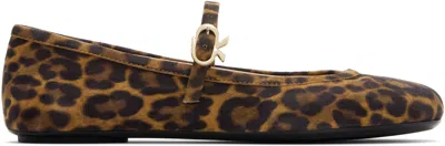 Gianvito Rossi Carla Leopard Print Ballet Flats In Almond Leopard Print