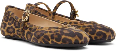 Gianvito Rossi Carla Leopard Print Ballet Flats In Almond Leopard Print