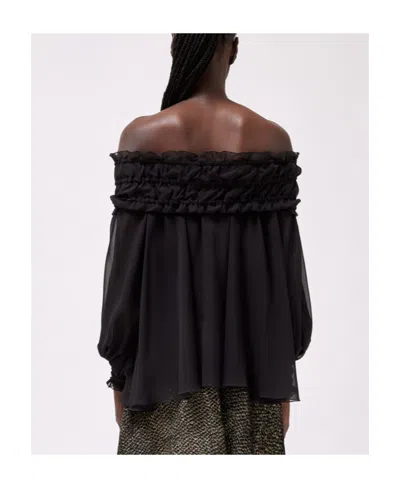 Blumarine Ruffled Off-shoulder Blouse In Black
