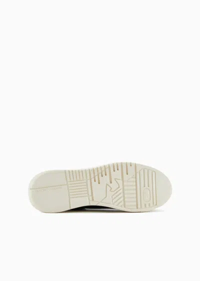 Emporio Armani Tumbled Leather Sneakers In Black