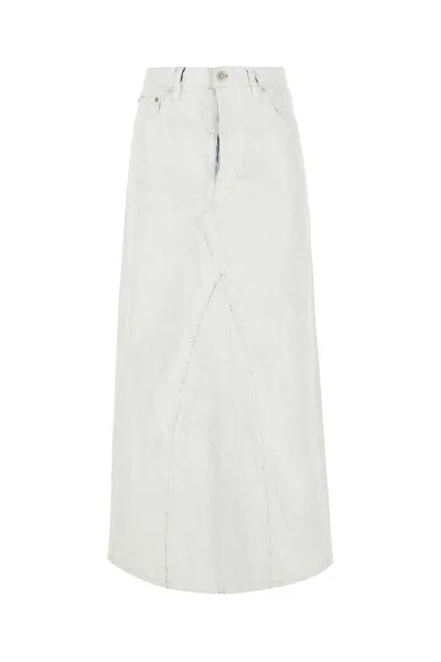 Maison Margiela Coated Denim Long Skirt In 967