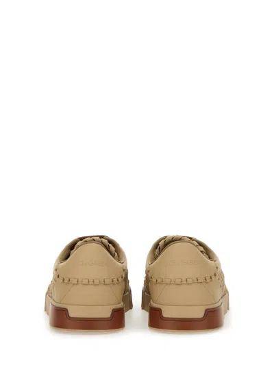 Dolce & Gabbana Cappuccino Leather Portofino Sneakers In Beige
