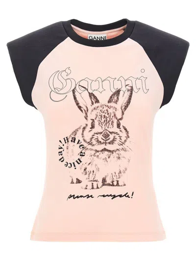 Ganni Basic Jersey Bunny Raglan T-shirt T-shirts Pink In Primose Pink