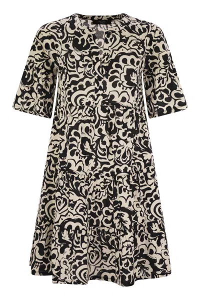 Weekend Max Mara Lucas Leaf-print Dress In Black