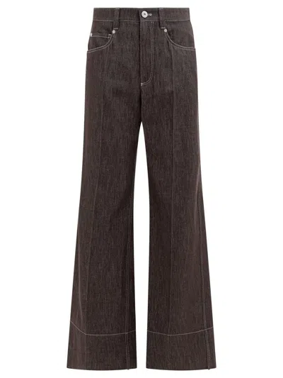 Brunello Cucinelli Logo Patch Straight Jeans In Brown