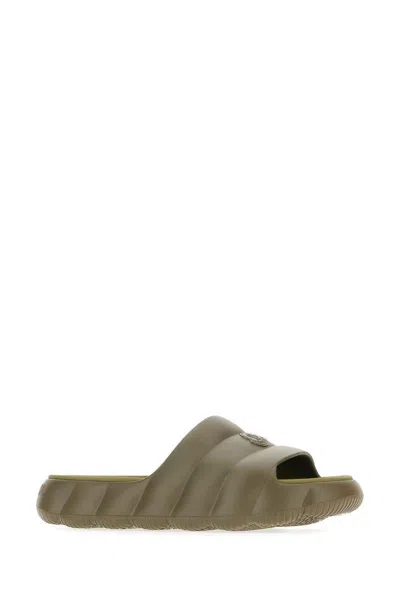 Moncler Military Green Rubber Lilo Slippers In Green