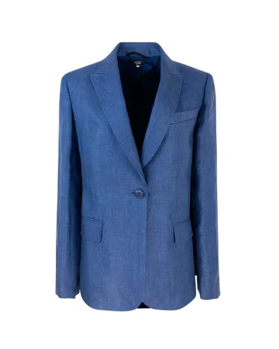 Weekend Max Mara Blazer Blu In Lino Lavato In Blue