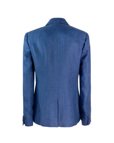 Weekend Max Mara Blazer Blu In Lino Lavato In Blue