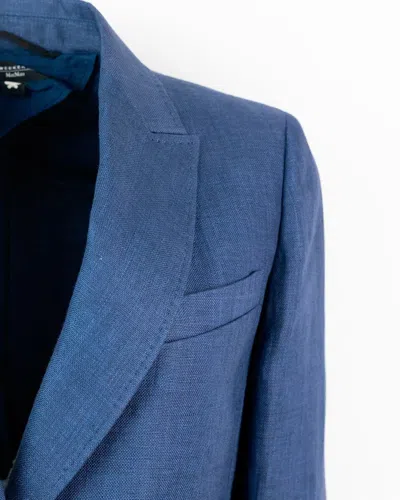 Weekend Max Mara Blazer Blu In Lino Lavato In Blue