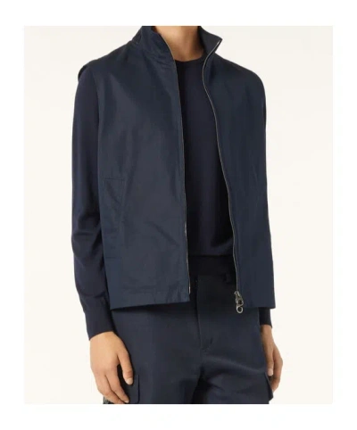 Loro Piana Reversible Storm System Shell And Super Wish Virgin Wool Gilet In Navy Blue