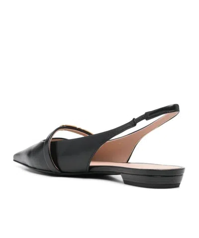 Emporio Armani Slingback Flat Sandals In Black
