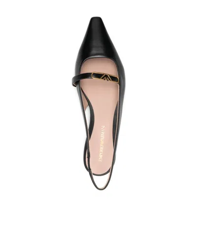 Emporio Armani Slingback Flat Sandals In Black