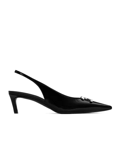 Celine Alma Triomphe Slingback In Glossy Calfskin In Black