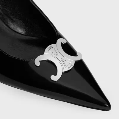 Celine Alma Triomphe Slingback In Glossy Calfskin In Black
