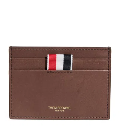Thom Browne Compact Dark Brown Calfskin Credit Card Holder Men In Brown