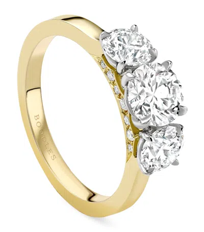 Boodles Yellow Gold, Platinum And Diamond Three Stone Engagement Ring In Yellow