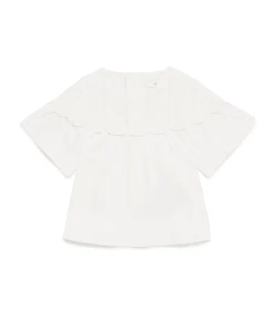 Chloé Cotton Ruffle-trim Blouse In White