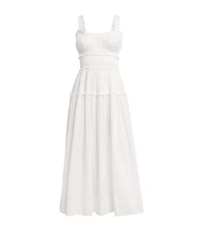 Doen Marianne Shirred Organic Cotton-poplin Midi Dress In White