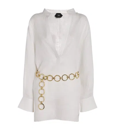 Taller Marmo Linen Bahamas Tunic Mini Dress In White