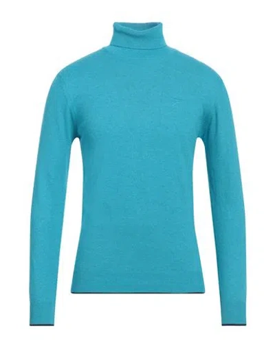 Berna Man Turtleneck Turquoise Size Xxl Wool, Viscose, Polyamide, Cashmere In Blue