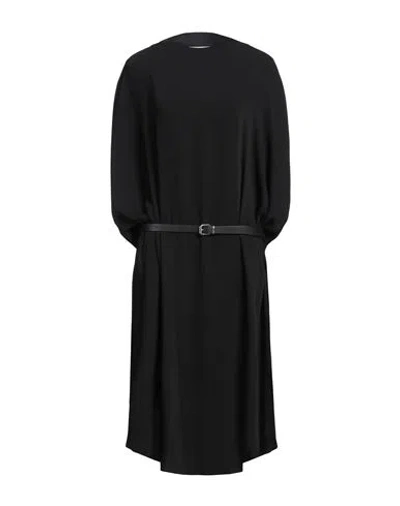 Mm6 Maison Margiela Woman Midi Dress Black Size Onesize Polyester, Calfskin In Black