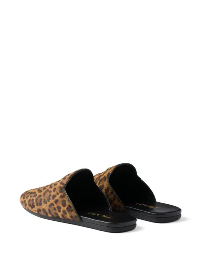 Prada Leopard-print Leather Mules In ニュートラル