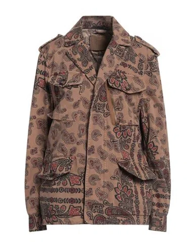 BAZAR DELUXE BAZAR DELUXE WOMAN JACKET CAMEL SIZE 16 COTTON, POLYESTER 