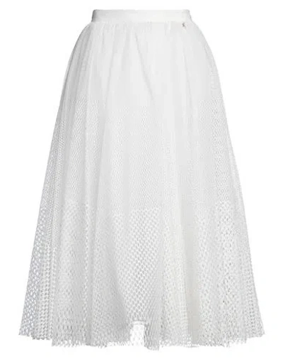 Elisabetta Franchi Woman Midi Skirt White Size 4 Polyester In White