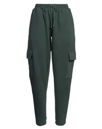 Connor & Blake Woman Pants Dark Green Size L Cotton In Green