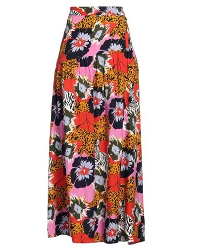 Connor & Blake Woman Maxi Skirt Tomato Red Size S Viscose In Tomato Red