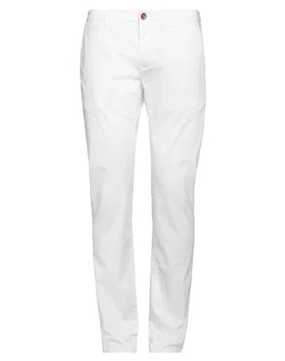 Hand Picked Man Pants White Size 33 Cotton, Elastane In White