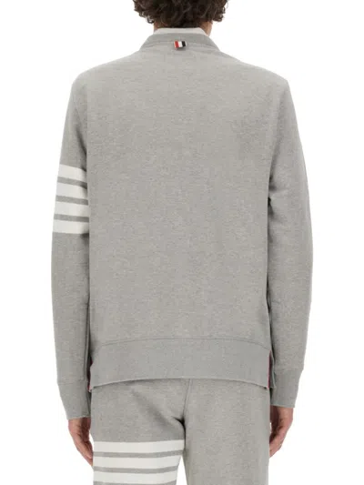 Thom Browne Loopback Jersey Knit 4-bar Crewneck Sweatshirt In Grey