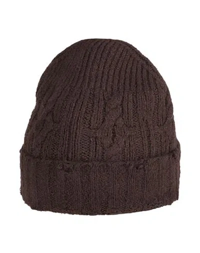 Grifoni Man Hat Dark Brown Size Onesize Cotton, Polyamide In Brown