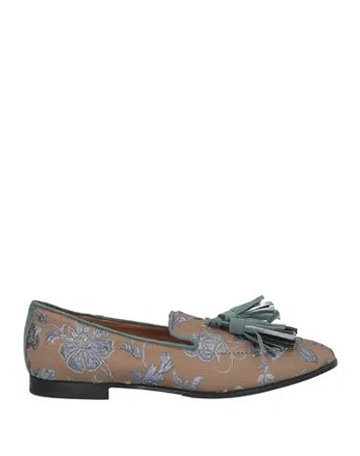 Pollini Woman Loafers Taupe Size 7 Textile Fibers, Leather In Grey