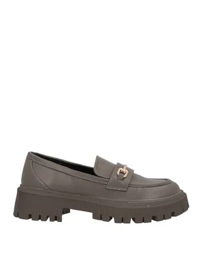 Patrizia Pepe Woman Loafers Grey Size 8 Textile Fibers In Grey