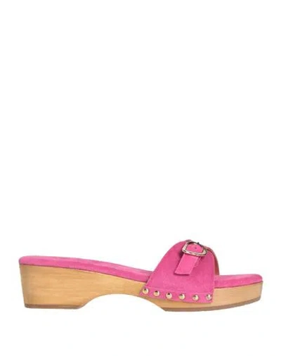 Ancient Greek Sandals Woman Mules & Clogs Fuchsia Size 8 Textile Fibers In Pink