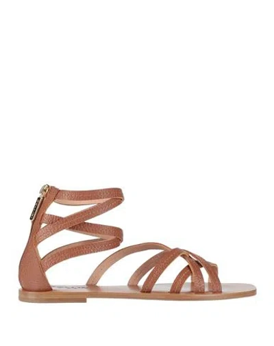 Pollini Woman Sandals Tan Size 8 Calfskin In Brown